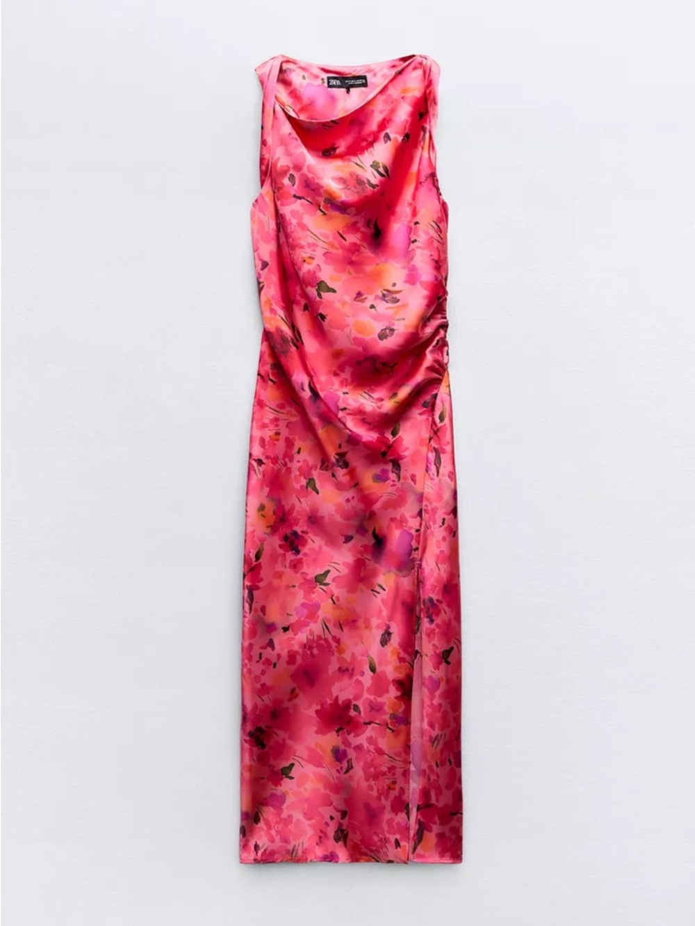 Zara Floral Satin Effect Midi Dress | NEVER WORN